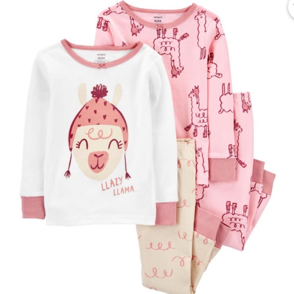 NWT 2T Carter’s 4-Piece Llama 100% Snug Fit Cotton PJs